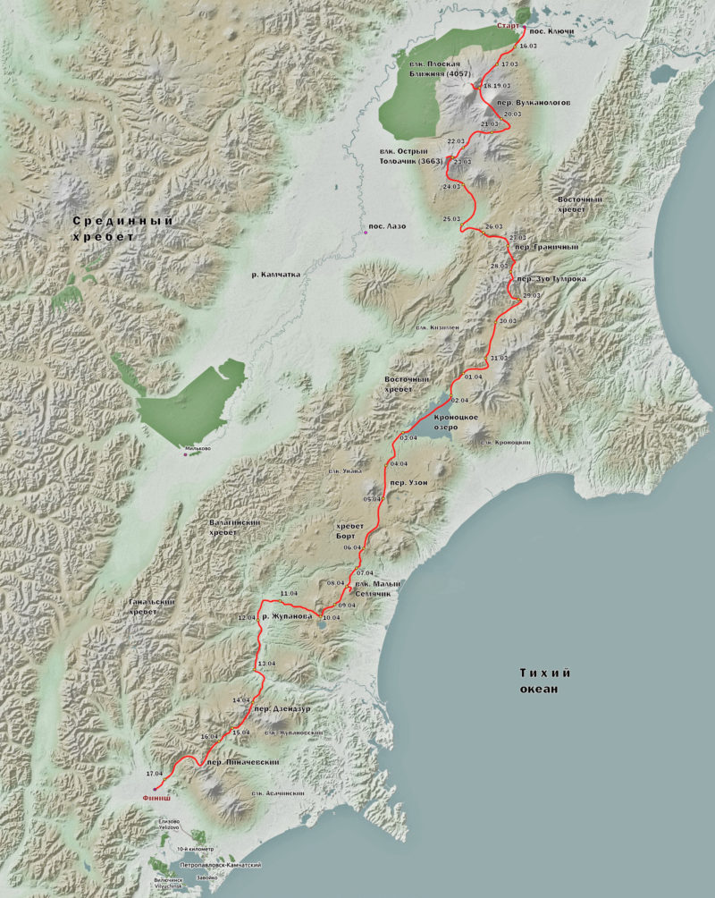 Схема маршрута Камчатка